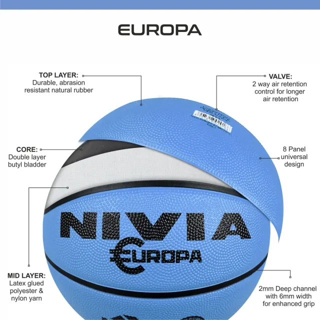 Europa 8-Panel Basketball - Size 3 – Nivia