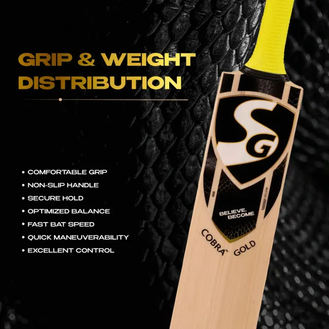 Cobra Gold Kashmir Willow Cricket Bat – SG