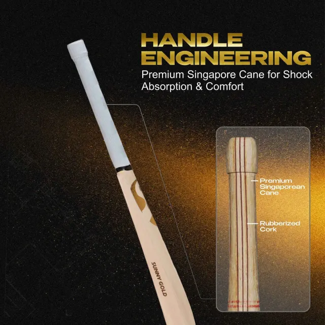 Sunny Gold Finest English Willow Grade 2 Cricket Bat (Leather Ball) – SG