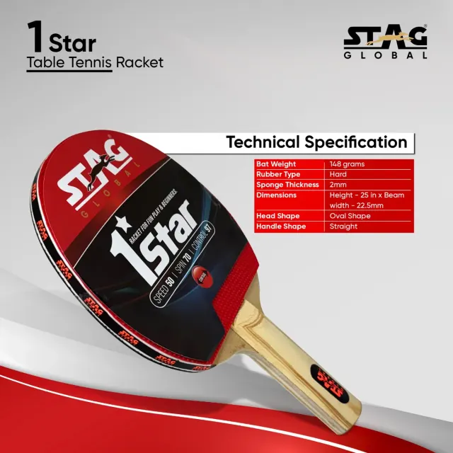 1 Star Table Tennis Racket – Stag