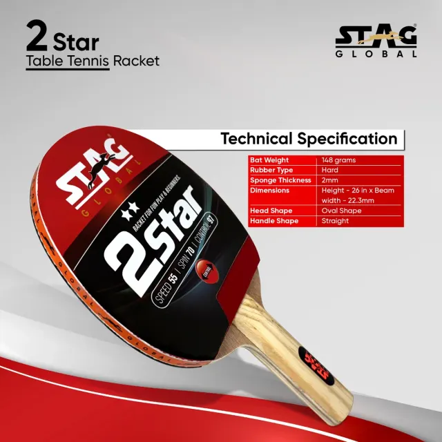2 Star Table Tennis Racket – Stag