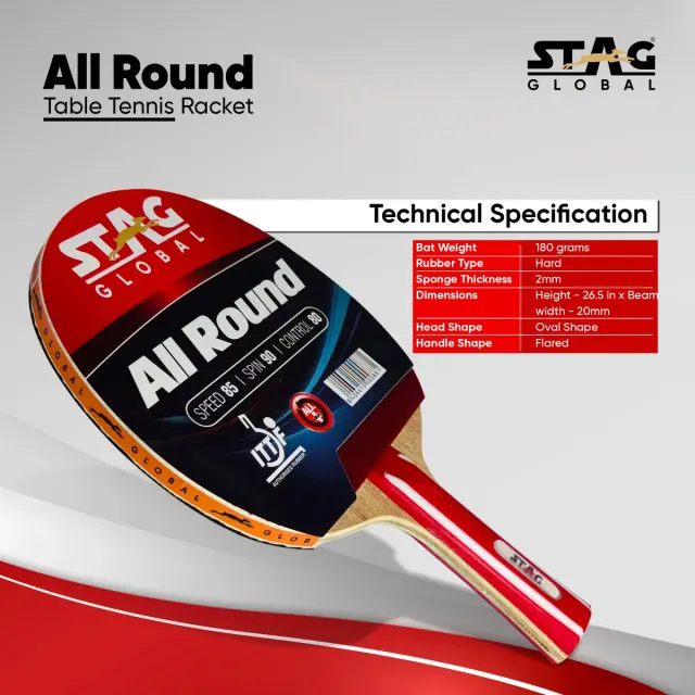 All Round Table Tennis Racket – Stag