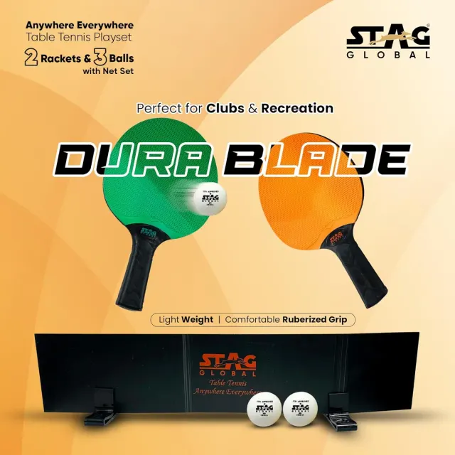 Anywhere Everywhere Dura Blade Table Tennis Playset – Stag