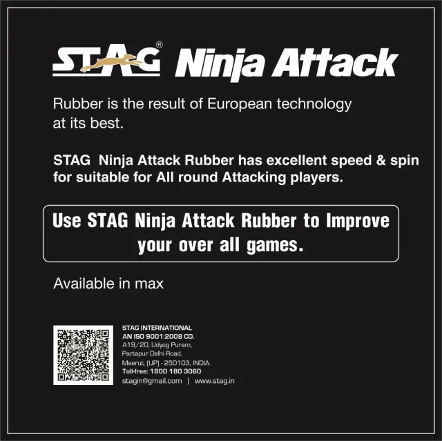 Ninja Attack Table Tennis Racket Rubber – Stag