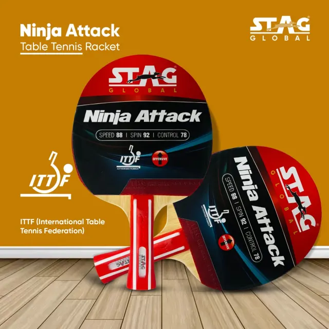 Ninja Attack Table Tennis Racket – Stag