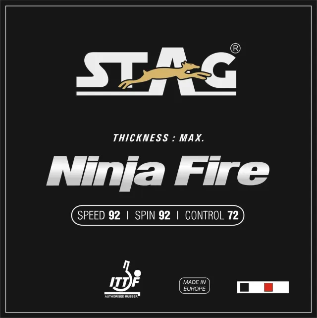 Ninja Fire Table Tennis Racket Rubber – Stag