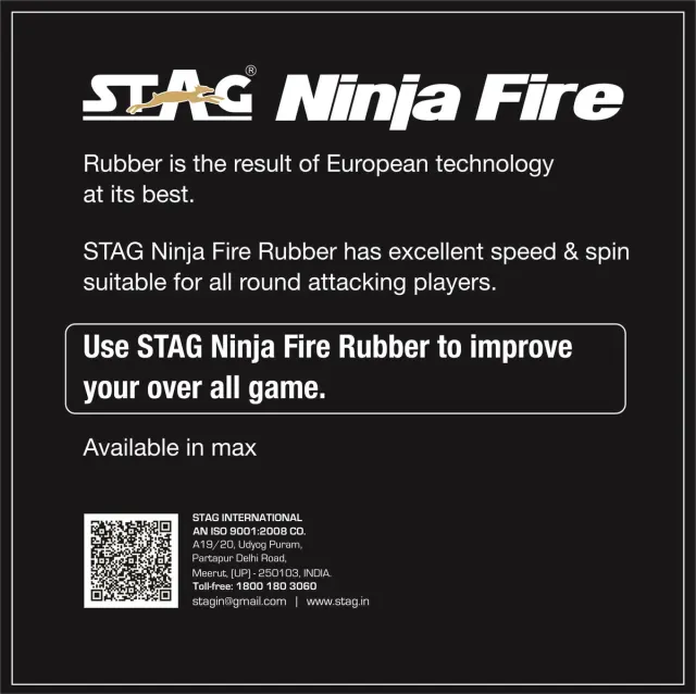 Ninja Fire Table Tennis Racket Rubber – Stag