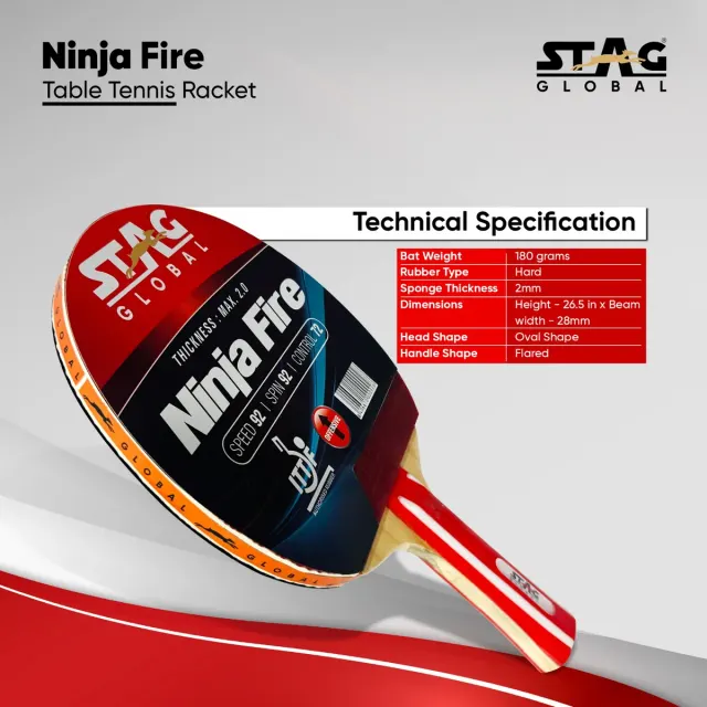 Ninja Fire Table Tennis Racket – Stag