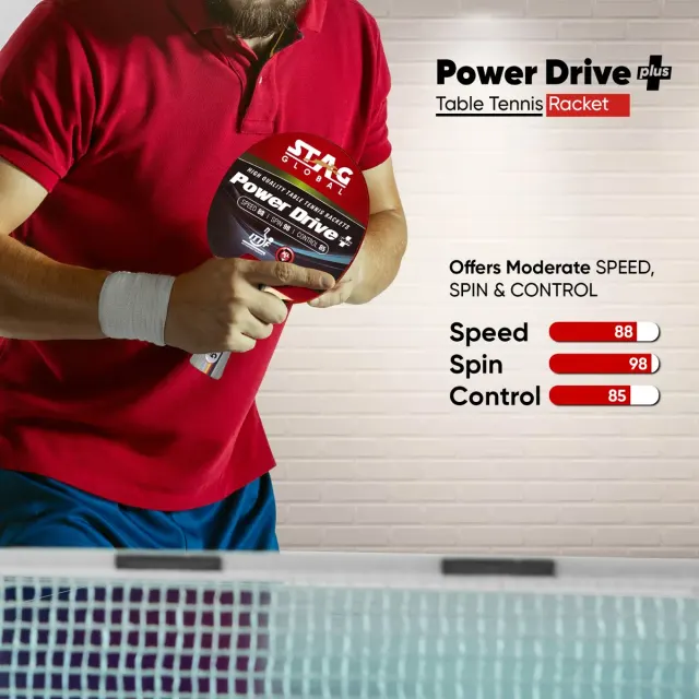 Power Drive+ Table Tennis Racket – Stag